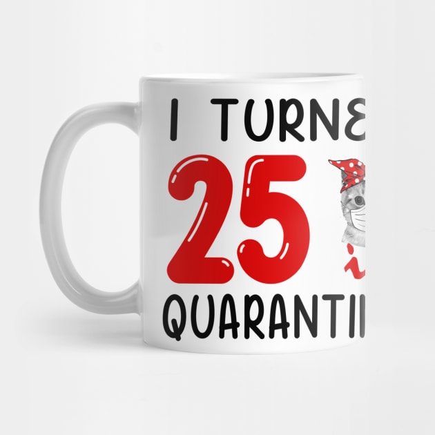 I Turned 25 In Quarantine Funny Cat Facemask by David Darry